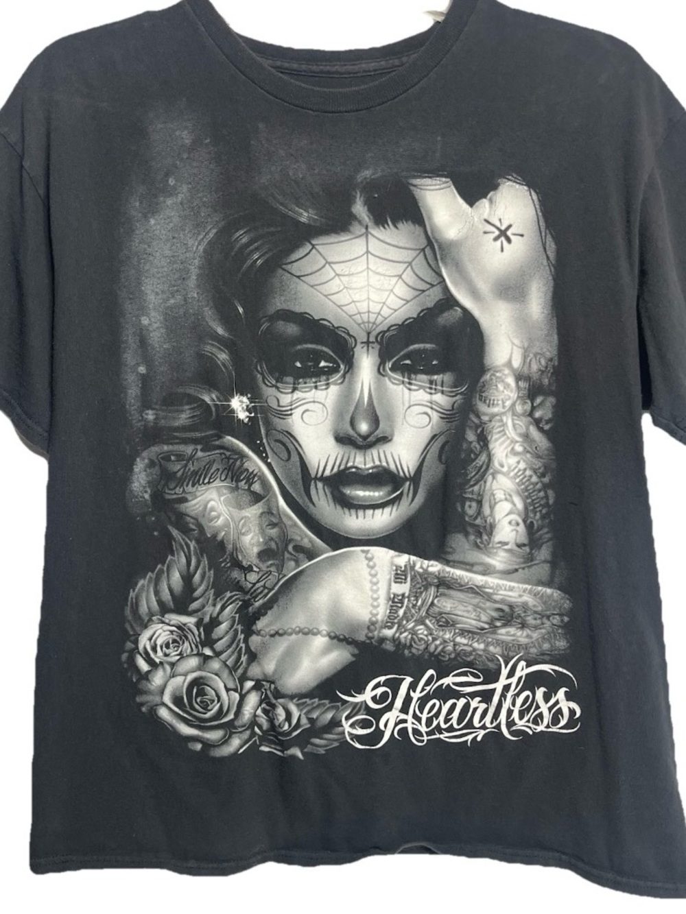 Fifth Sun T-Shirt Men's Size Large  Black Heartless Graphic Short Sleeve Gothic